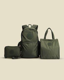 عابر سبيل مجموعة هدايا رحلة المغامرات - 3 حقائب - أخضر داكن