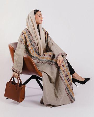 Mishkat Sultana Linen Abaya SB-10 (Beige) - 58