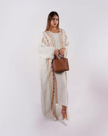 Mishkat Sultana Linen Abaya (White) - 58
