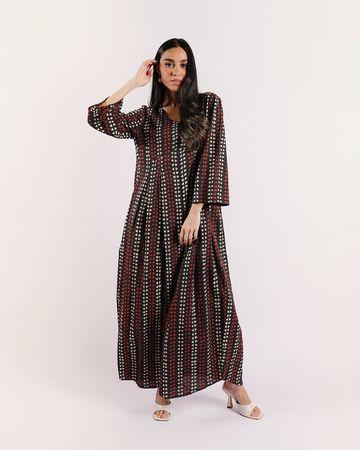 مشكاة فستان يومي مرفق مع حقيبة - أسود - XL