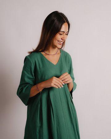 مشكاة فستان يومي مع حقيبة - أخضر - XL