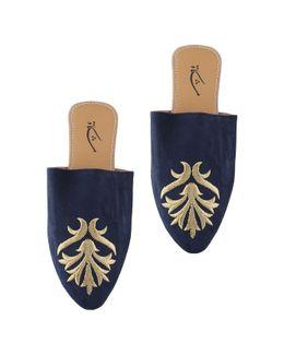 Mishkat Qasab Slippers for Women (Blue & Gold-Toned) - 42 EU